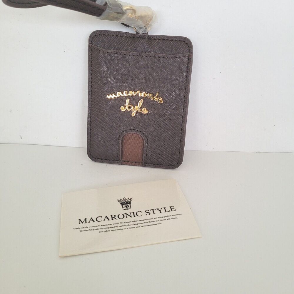 Macaronic Style Name Card ID Holder Wallet Small Brown Luggage Hang Tag Boho New